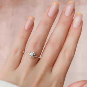 The Penelope Set  With A 3.5 Carat Round 14K Yellow Gold Moissanite