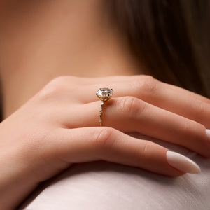 The Penelope Set  With A 1 Carat Round 18K Yellow Gold Moissanite