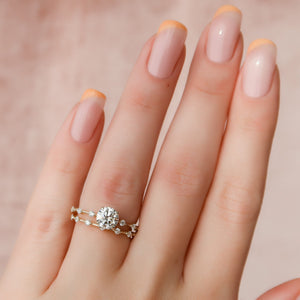 The Penelope Set  With A 2.5 Carat Round 18K Yellow Gold Moissanite