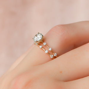 The Penelope Set  With A 4 Carat Round 18K Yellow Gold Moissanite