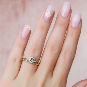 The Penelope Set  With A 2.5 Carat Round 18K Yellow Gold Moissanite