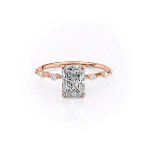 The Penelope Set  With A 1 Carat Radiant 14K Rose Gold Moissanite