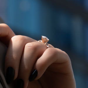 The Penelope Set  With A 3 Carat Radiant 14K Rose Gold Moissanite