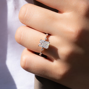 The Penelope Set  With A 1.5 Carat Radiant 14K Rose Gold Moissanite