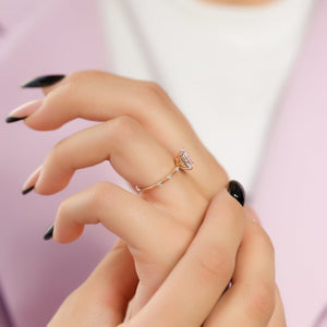 The Penelope Set  With A 1 Carat Radiant 14K Rose Gold Moissanite
