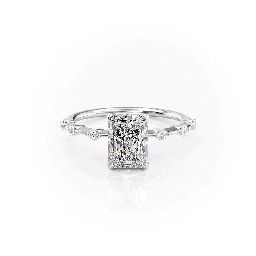 The Penelope Set  With A 3 Carat Radiant 18K White Gold Moissanite