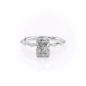 The Penelope Set  With A 2.5 Carat Radiant 14K White Gold Moissanite