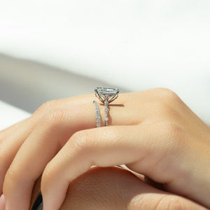 The Penelope Set  With A 4 Carat Radiant 14K White Gold Moissanite