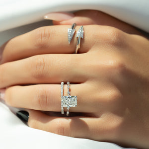 The Penelope Set  With A 2.5 Carat Radiant 18K White Gold Moissanite