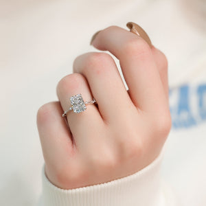 The Penelope Set  With A 1.5 Carat Radiant 18K White Gold Moissanite
