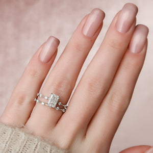 The Penelope Set  With A 3 Carat Radiant 18K White Gold Moissanite