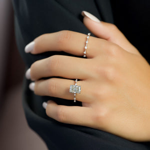 The Penelope Set  With A 2.5 Carat Radiant 18K White Gold Moissanite