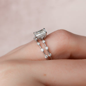 The Penelope Set  With A 5 Carat Radiant 14K White Gold Moissanite