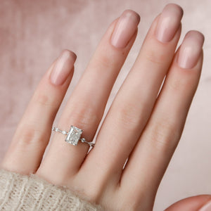 The Penelope Set  With A 2.5 Carat Radiant 18K White Gold Moissanite