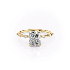 The Penelope Set  With A 2.5 Carat Radiant 18K Yellow Gold Moissanite