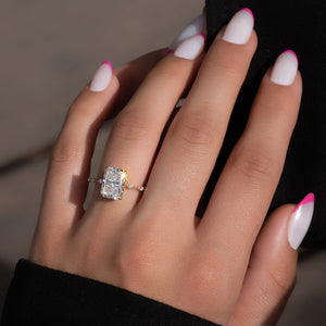 The Penelope Set  With A 1 Carat Radiant 14K Yellow Gold Moissanite