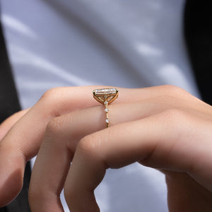 The Penelope Set  With A 4 Carat Radiant 14K Yellow Gold Moissanite