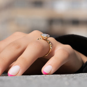 The Penelope Set  With A 2.5 Carat Radiant 18K Yellow Gold Moissanite