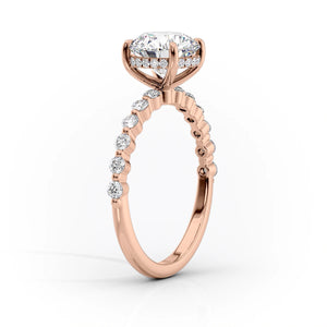 The Khloe Set With A 1.5 Carat Cushion 14K Rose Gold Lab Diamond