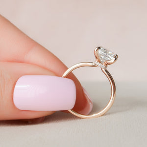 The Nelly Set  With A 1.5 Carat Cushion 14K Rose Gold Moissanite