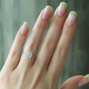 The Nelly Set  With A 1.5 Carat Cushion 14K White Gold Moissanite