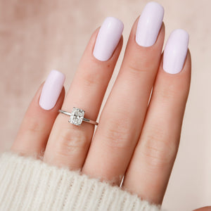 The Nelly Set With A 1.5 Carat E. Cushion 18K White Gold Lab Diamond