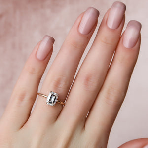 The Nelly Set  With A 2.5 Carat Emerald 14K Rose Gold Moissanite