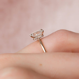 The Nelly Set  With A 2.5 Carat Emerald 14K Rose Gold Moissanite