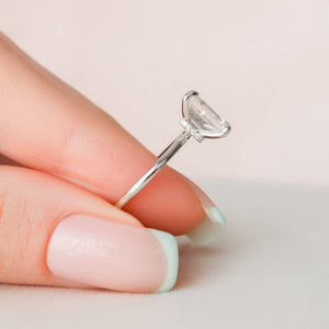 The Nelly Set  With A 2.5 Carat Emerald 14K White Gold Moissanite