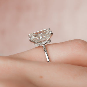 The Nelly Set  With A 2.5 Carat Emerald 14K White Gold Moissanite