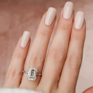 The Nelly Set  With A 2.5 Carat Emerald 14K White Gold Moissanite