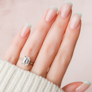 The Nelly Set  With A 2.5 Carat Emerald 14K White Gold Moissanite