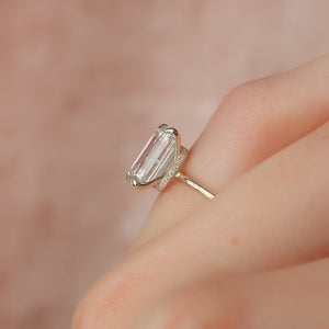 The Nelly Set  With A 2.5 Carat Emerald 14K Yellow Gold Moissanite