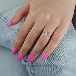 The Nelly Set  With A 2.5 Carat Emerald 14K Yellow Gold Moissanite