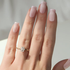 The Nelly Set  With A 2.5 Carat Emerald 14K Yellow Gold Moissanite