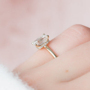 The Nelly Set  With A 2.5 Carat Emerald 14K Yellow Gold Moissanite
