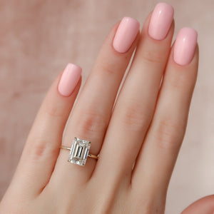 The Nelly Set  With A 2.5 Carat Emerald 14K Yellow Gold Moissanite