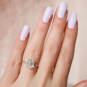 The Nelly Set  With A 2.5 Carat Emerald 14K Yellow Gold Moissanite