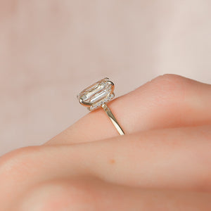 The Nelly Set  With A 2.5 Carat Emerald 14K Yellow Gold Moissanite