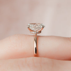The Nelly Set  With A 2.5 Carat Oval 14K Rose Gold Moissanite