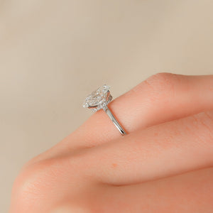 The Nelly Set  With A 1.5 Carat Oval 18K White Gold Moissanite
