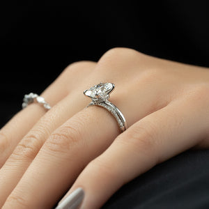 The Nelly Set  With A 1.5 Carat Oval 18K White Gold Moissanite