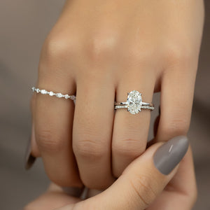 The Nelly Set  With A 1.5 Carat Oval 18K White Gold Moissanite