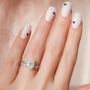 The Nelly Set  With A 1.5 Carat Oval 18K White Gold Moissanite