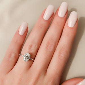 The Nelly Set  With A 1.5 Carat Oval 18K White Gold Moissanite