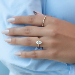The Nelly Set  With A 2.5 Carat Oval 18K Yellow Gold Moissanite