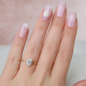 The Nelly Set  With A 2.5 Carat Oval 18K Yellow Gold Moissanite