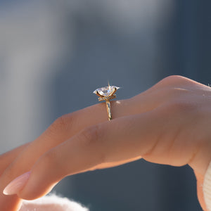 The Nelly Set  With A 2.5 Carat Oval 18K Yellow Gold Moissanite