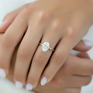 The Nelly Set  With A 2.5 Carat Oval 18K Yellow Gold Moissanite