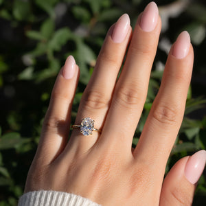 The Nelly Set  With A 2.5 Carat Oval 18K Yellow Gold Moissanite